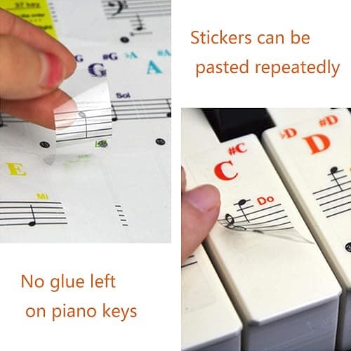 Piano Keyboard Stickers for 88/61/54/49/37 Key, Bold Large Letter Piano Stickers for Learning, Removable Piano Keyboard Letters, Notes Label for Beginners and Kids, Multicolor thumbnail 4