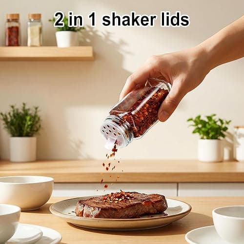 AISIPRIN Spice Rack with Spice Jars 398 Labels-4oz 24 Pcs Spices Jar with Bamboo Airtight Lids,Spices Container Set Seasoning Organizer for Countertop, Cabinet, Kitchen, Pantry, Cupboard thumbnail 2