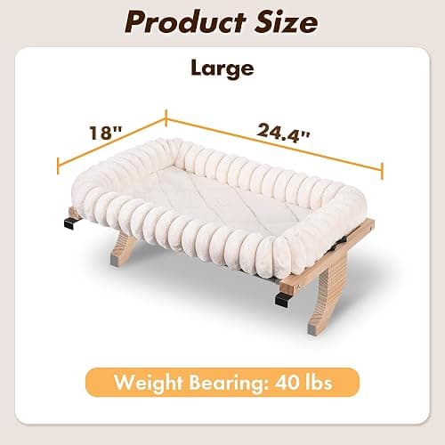 Zoratoo Cloud-Cuddle Cat Perch for Window Sill with Bolster, Natural Wood & Metal Frame Cat Window Seat for Large Cats, Easy to Adjust Zipper Cushion Pet Bed for Windowsill (Large) thumbnail 5