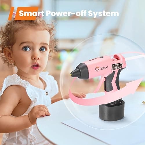 GoGonova Cordless Glue Gun, 15s Fast Preheating 2Ah Cordless Hot Glue Gun with 25 Pcs Premium Mini Glue Gun Sticks, USB-C Battery Rechargeable Hot Glue Gun, Smart Power-Off, Pink thumbnail 4