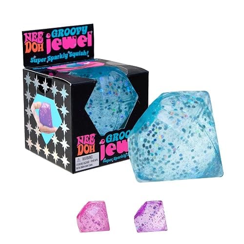 Schylling NeeDoh Groovy Jewel - Sensory Toy - Satisfying Super Sparkly Liquid Filling - Ages 3 and Up - Color May Vary; One Per Pack - Image 1