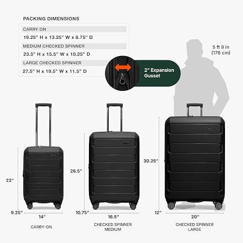Traveler's Choice Pagosa Indestructible Hardshell Expandable Spinner Luggage, Black, 2-Piece Set (22/26) thumbnail 4