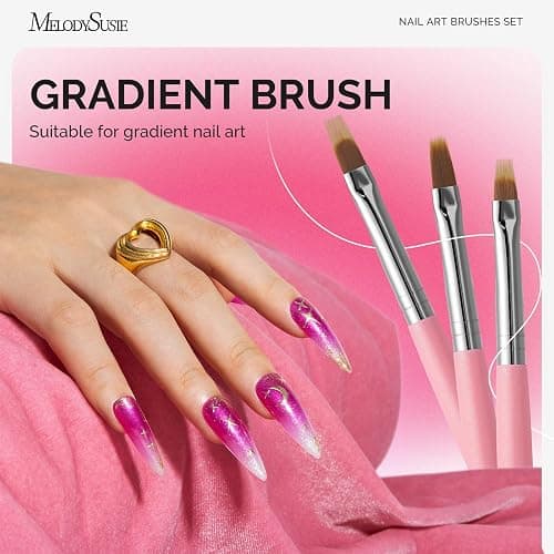 MelodySusie 6Pcs Ombre Nail Brushes,Nail Gradient Painting Pen for Blooming Nails, Gradient Nail, Manicure Nail Art Tools, Professional Accessories for Home and Salon Use thumbnail 4