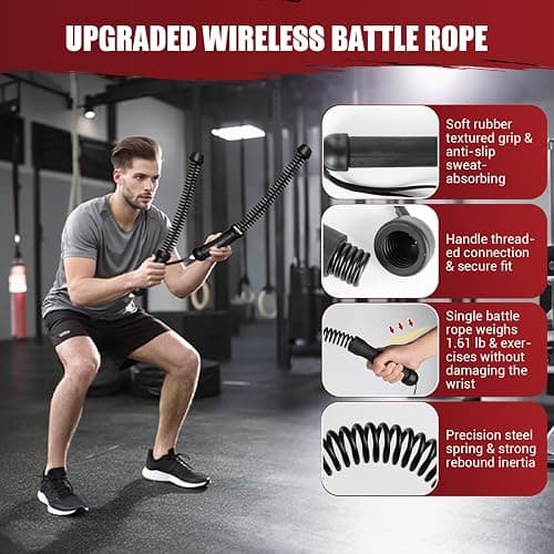Weighted Ropeless Battle Ropes, Heavy Duty Workout Rope for Home Gym with Training Poster, Portable Arm Exerciser Rope for Strength Building, HIIT and Low-Impact Aerobic Training for Men & Women thumbnail 3