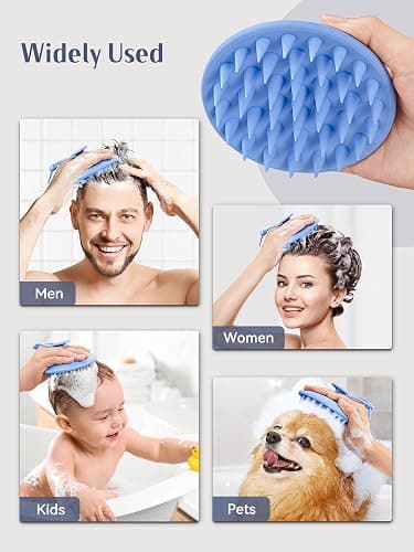 HEETA Scalp Massager Shampoo Brush with Silicone Bristles for Dandruff Removal Scalp Care & Hair Growth, Scalp Scrubber for All Hair Types, Head Massager Stress Relax, Upgraded Large Design,Blue thumbnail 6