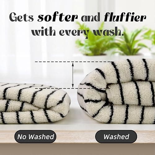 Jacquotha Black and White Striped Bath Towels Set of 2, Lighter & Quick Dry Towels Large 27.5 x 55 inches, Farmhouse for Bathroom, Pool, Shower thumbnail 6