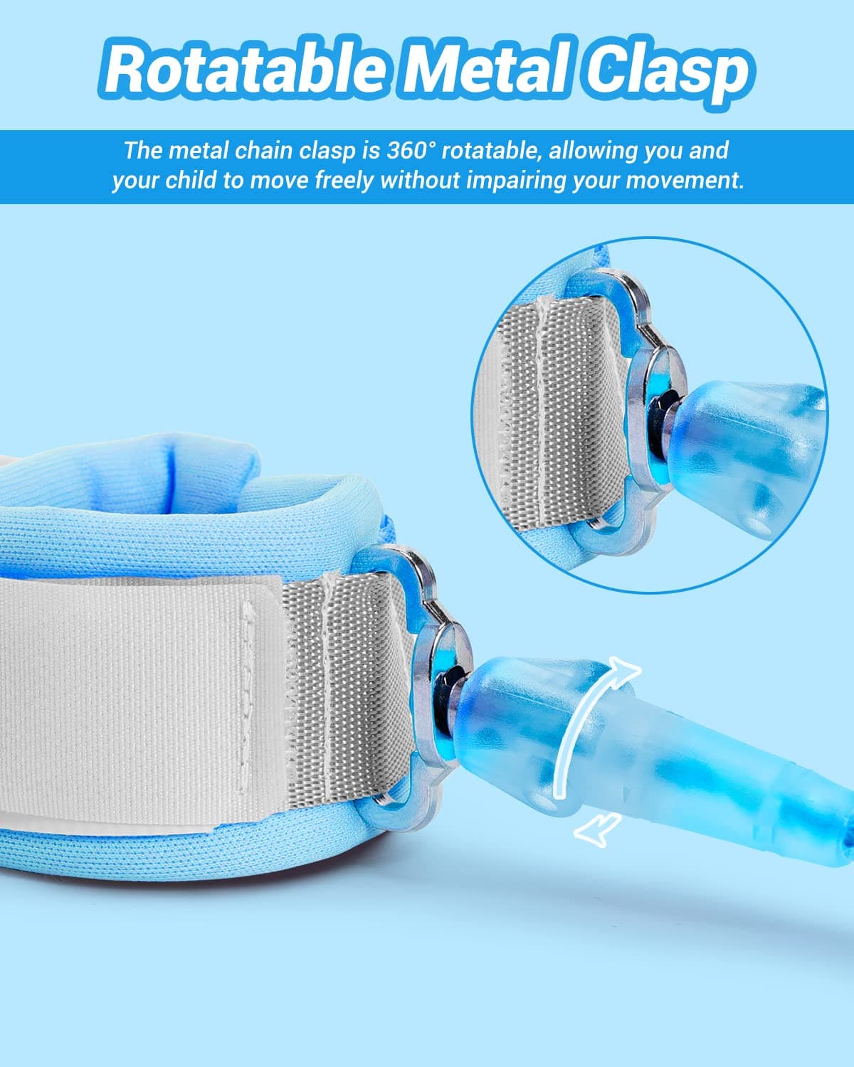 Dr.meter Kids Leash for Toddler, Reflective Anti Lost Wrist Link with Key & Lock, 8.2ft Safety Wristband Child Walking Harness for Supermarket Mall Airport Amusement Park Zoo Travel, Blue thumbnail 6