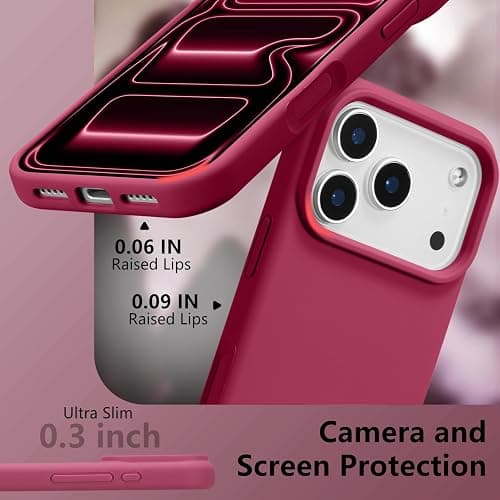 UCASONG Magnetic for iPhone 17 Pro Case 6.3", Premium Liquid Silicone Case,[Compatible with Magsafe][Soft Anti-Scratch Microfiber Lining],Slim Thin Shockproof Phone Cover-Red thumbnail 5