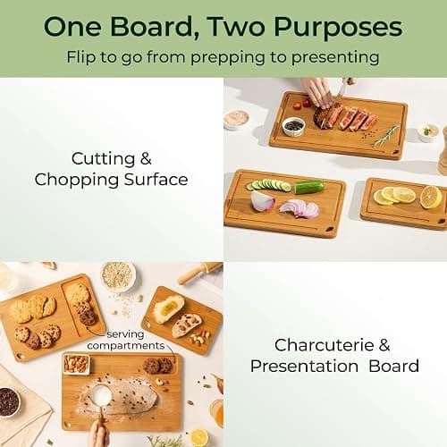 Keechee Bamboo Cutting Board, Durable Wood Cutting Boards for Kitchen with Deep Juice Grooves & Built-in Handles, Ideal Charcuterie & Chopping for Meat, Vegetables and Fruits Ideal Kitchen Gifts thumbnail 3