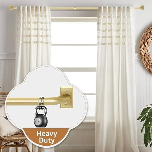 ZYRW Gold Curtain Rod, Room Darkening Rods for Windows 28 to 48 Inches(2.3-4Ft), Wrap Around Curtain Rods, Heavy Duty Blackout Drapery, Modern Decorative Window Treatment Rod, Gold thumbnail 4