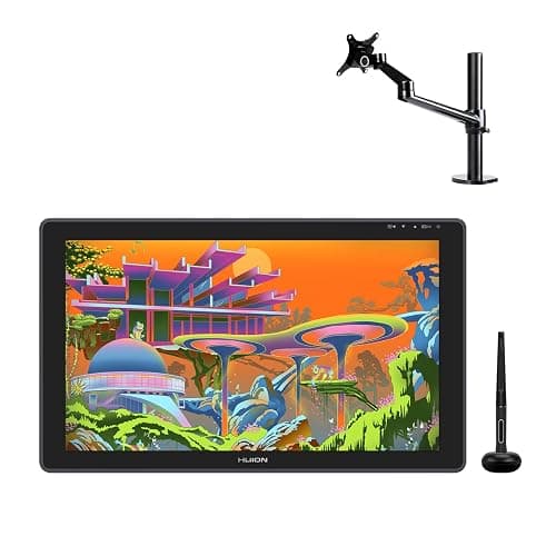 HUION Kamvas 22 Plus Graphics Drawing Tablet with Screen and Single Monitor Arm - Image 1