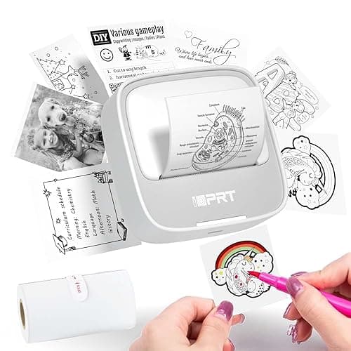 iDPRT Portable Sticker Maker Machine with 1 Roll Sticker Paper, Mini Printer Efficiently and Quickly, Thermal Printer for Study Notes, Pictures, DIY, Label, Free App with Multiple Templates, Grey