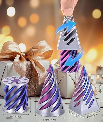 3PCS 3D Printed Fidget Toy，Impossible Cone Spiral Cone Fidget Toys Fun Pyramid Passthrough Sculpture Triangle, Desk Decor Anxiety Stress Relief for Home office School Kids Adults Engineer Gifts thumbnail 2