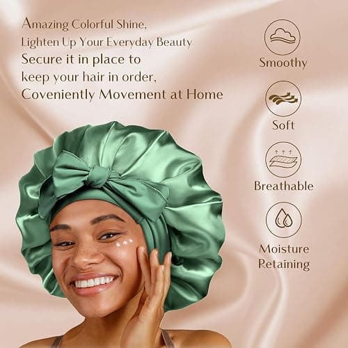 YANIBEST Silk Bonnet for Sleeping Women Adjustable Double Layer Satin Bonnet Reduce Friction Prevent Frizz Natural Curly Hair thumbnail 2