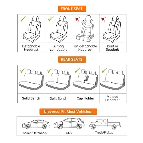 GEZHOUBA Pink Car Seat Covers Full Set, Full Coverage Luxury Leather Car Seat Protector Universal Fit for Most Cars SUVs Pick-up Trucks, Pink Seat Covers Car Interior Accessories for Women thumbnail 8