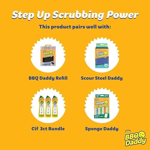 Scrub Daddy BBQ Daddy - Brosse de Nettoyage pour Barbecue avec Grattoir et Décapsuleur, Brosse Nettoyage Barbecue, sans Poils Métalliques avec FlexTexture, Brosses à BBQ, Accessoires de Nettoyage thumbnail 5