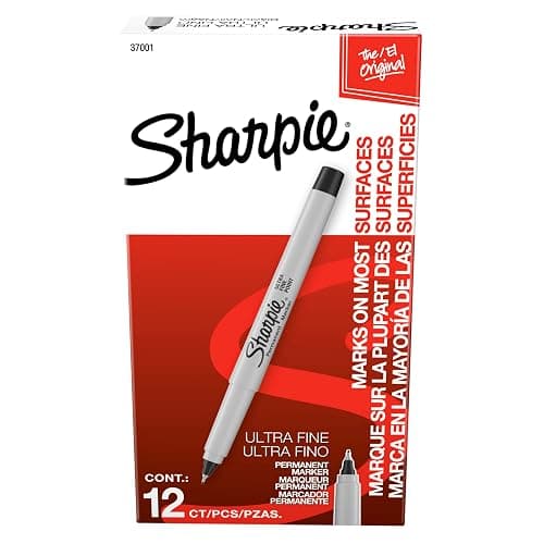 Sharpie Permanent Markers, Ultra Fine Tip, Black, 12 Count - For Classroom, Office, Home, Quick Drying, Fade Resistant, For Wood, Plastic, Paper, Metal, Ideal for Posters, Drawing, Coloring thumbnail 5