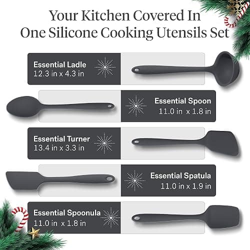 GIR: Get It Right 5 Piece Silicone Essentials Kitchen Utensils Set - Ladle, Spatula, Flip, Spoon & Spoonula - Non-Toxic Cooking Utensils for Nonstick Cookware, Cooking and Baking - Charcoal thumbnail 3