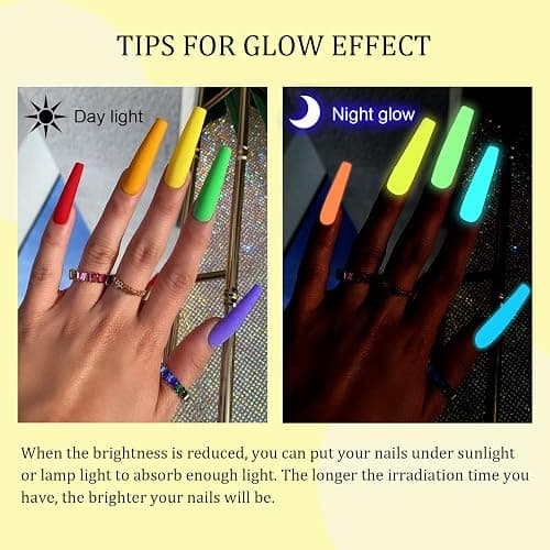 SAVILAND Glows in The Dark Gel Nail Polish Set - 12 Halloween Colors Luminous Neon Nail Gel Polish Set Soak off U V/LED Glow Effect Nail Polish for DIY Nail Art Design Holiday Gifts for Women thumbnail 3