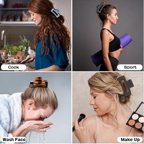 Sisiaipu 3.5 Inch Medium Hair Accessories - 12 Pcs Square Jaw Clips for Thick and Thin Hair, Rectangular Rectangle Basic Color Hair Clips for Women and Girls thumbnail 6