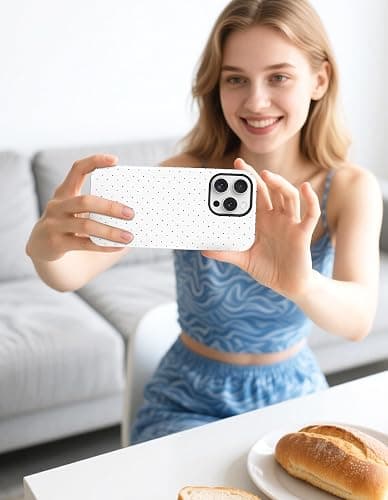 Jusy Compatible with MagSafe Polka Dot Case for iPhone 15 Pro, Cute Aesthetic Polka Dots Magnetic Phone Case, Soft TPU and Hard PC Protective Phone Cover for Women Girls (Matte) - White thumbnail 7