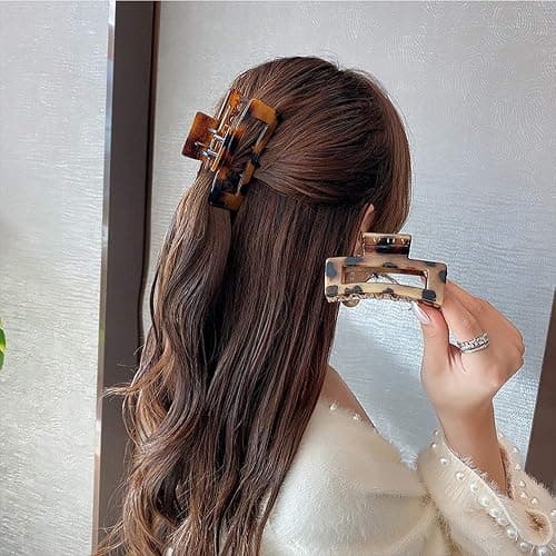 Aaiffey 4PCS Hair Claw Clips, Non-Slip Tortoise Hair Jaw Clips, Leopard Stylish Hair Clamps,Strong Hold for Thick Thin Curly Hair Styling Accessories for Women Girls thumbnail 6