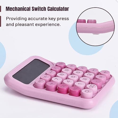 Mr. Pen Mechanical Switch Calculator - 12 Digit Large LCD Display, Pink with Big Buttons thumbnail 3