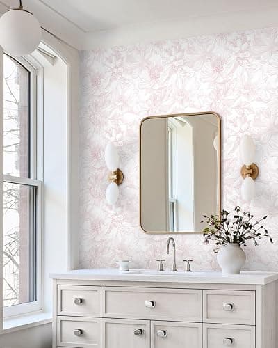 Dimoon 78.7"x17.3" Peel and Stick Wallpaper Floral Contact Paper Boho White Pink Flower Wallpaper Removable Wall Paper Self Adhesive Modern Contactpaper for Cabinets Drawers Bedroom Thicken Vinyl thumbnail 8