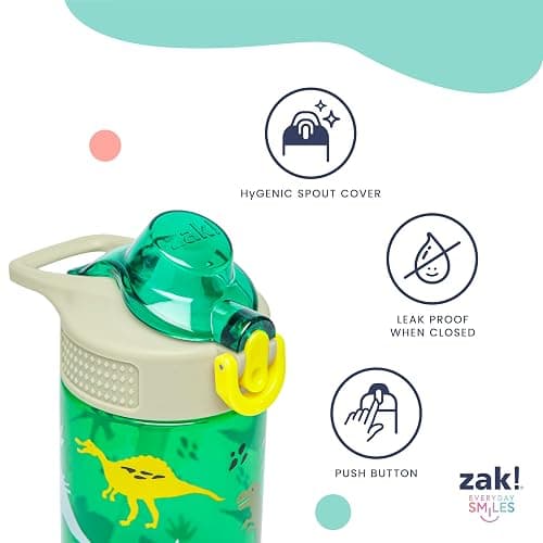 Zak Designs Disney Sage Water Bottle For School or Travel, 25oz Durable Plastic Water Bottle With Straw, Handle, and Leak-Proof, Pop-Up Spout Cover (Stitch) thumbnail 6