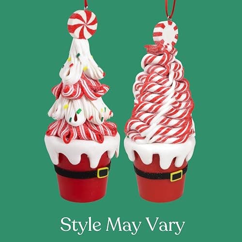 Needzo Festive Peppermint Ornament, Red and White Christmas Tree Decoration, 2.5 x 6.75 Inches, Style May Vary thumbnail 4