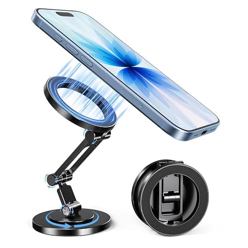 Itramax Magnetic Phone Holder for Magsafe,360° Rotatable iPhone Stand Mount | Dual Sided Ring Smartphone Holder for Desk with Non-Slip Base for iPhone 17 16 Plus 13 12 11,Pixel 9 8,Samsung,Office,Kitchen - Image 1