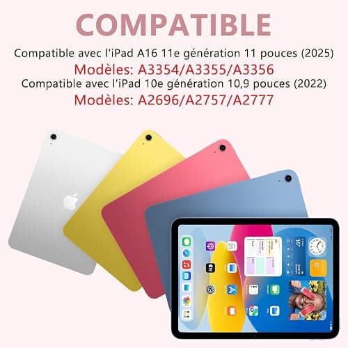 KBCASE Clavier pour iPad 10/11Ème Génération (10.9 Pouces 2022/11 Pouces A16 2025) 360 Flip Clavier sans Fil Bluetooth avec Multi-Touch Trackpad & éclairage Coloré à 7 Couleurs pour iPad 10/11 ème A16 thumbnail 2