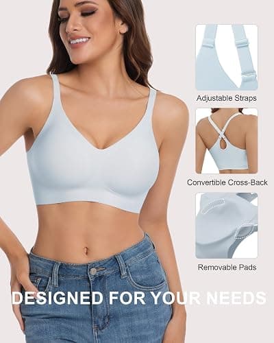 Vinfact 3 Pack Womens Wireless No Underwire Comfort Soft Bras Pullover Jelly Support Seamless Sleep Tshirt Everyday Bralette thumbnail 5