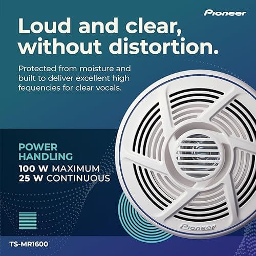 Pioneer TS-MR1600 6.5” Speakers (Pair) – 100W Max, Water-Resistant + UV-Protected, Built for Boats, UTV, ATV, SXS, Outdoor, Marine, All Purpose Speakers - 6.5" Marine Coaxial - 100W thumbnail 4