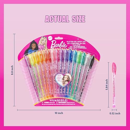 Barbie 16 Piece Glitter Pen Body Art Set, Glittery and Bright Colors, Ages 3+ by Townley Girl thumbnail 3