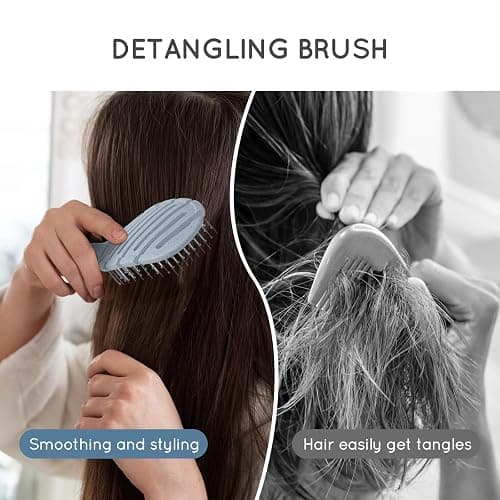 Ecoed Hair brush, Vented Detangling Brush, Quickly Detangles and Smooths hair for Curly, Thick, and Straight Hair, Hair Brush for Women and Men, Blue, Eco Friendly, Sustainable Material thumbnail 7