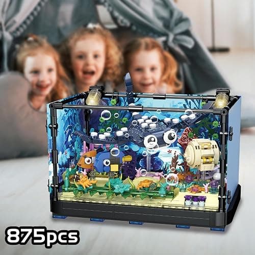 RiceBlock Fish Tank Aquarium Building Sets Holiday Toy, Ocean Theme Construction Toys, Educational STEM Creative Gift for Kids Ages 8-12 Boys and Girls, Ideal Gift for Christmas and New Year，889PCS thumbnail 9