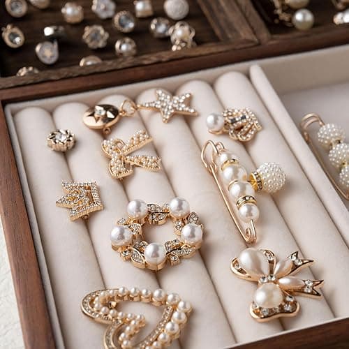 DoDoBeads 60 Pcs Junk Socks Charms Kit, Gold Brooches and Pins for Women, Pearl and Rhinestone Sock Charms with Safety Pins, DIY Accessories for Decorating and Personalizing Socks thumbnail 8