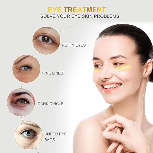Fivewan 24k Gold Under Eye Patches - 60 Pcs Eye Mask Pure Gold Anti-Aging Collagen Hyaluronic Acid Under Eye Mask for Removing Dark Circles, Puffiness & Wrinkles Refresh Your Skin thumbnail 5