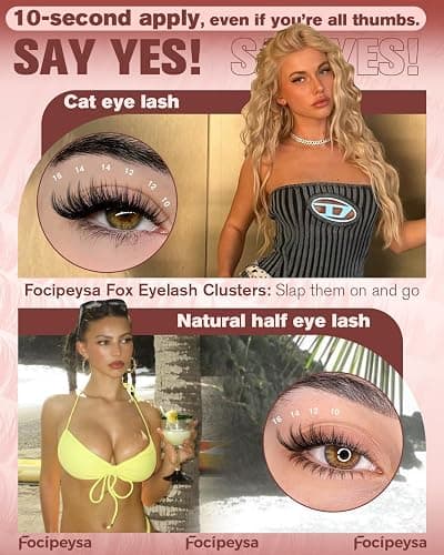 Focipeysa Wispy Lash Clusters Natural Eyelash Clusters Pestañas Postizas Naturales Spiky Manga Lash Extensions C Curly Individual Lashes 10-16mm with Bottom Lashes Clusters DIY Lash at Home thumbnail 2