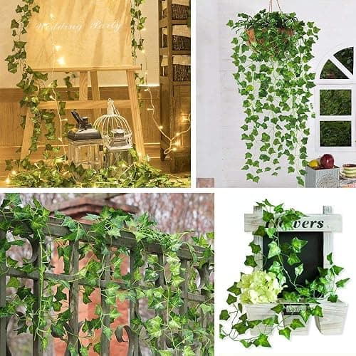CQURE 12 Pack 84Ft Artificial Ivy Garland, Fake Vines UV Resistant Greenery Leaves Fake Plants Hanging Aesthetic Vines for Home Bedroom Party Garden Wall Room Decor thumbnail 9