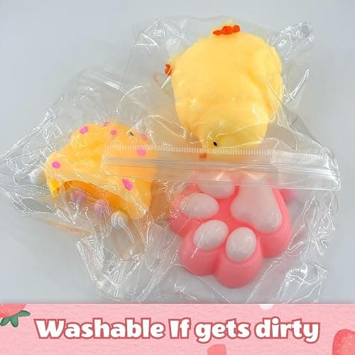 Taba Squishy Toys, Cute Cat Paw Chick Hamster Squeeze Fidgets, Soft Sensory Stress Relief Toys for Anxiety, Kawaii Animal Party Favors Goodie Bag Fillers for Kids Adults (3PCS) thumbnail 7