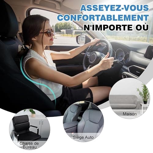 Quirlig Coussin Lombaire Voiture, Coussin de Soutien Lombaire, Mousse à Mémoire de Forme Coussin Dorsal Ergonomique pour Bureau Chaise, Noir thumbnail 5