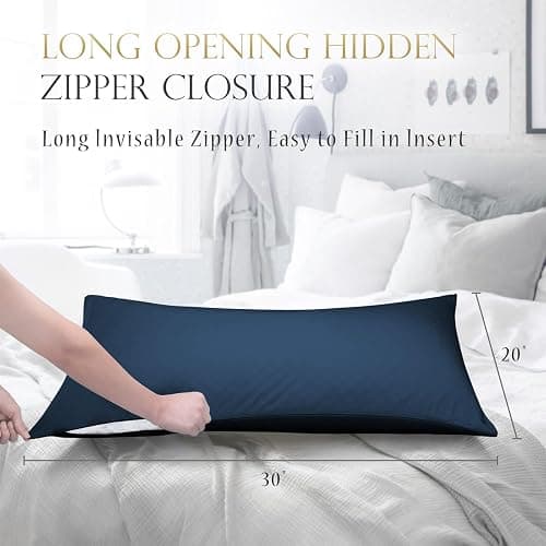 Cooling Side Sleeper Curved Pillow Case Queen 1 Pack 20 * 30 Navy Blue | Rayon Derived from Bamboo Breathable Silky Soft Crescent Pillowcase for Hot Sleepers Fits Curved Side Sleeper Pillows thumbnail 5