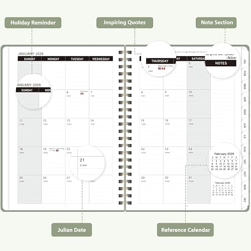 2026 Planner, Weekly and Monthly Calendar Academic Planner, Jan 2026 - Dec 2026, Planning Agenda Book for Desk Accessories and School Supplies - A5 (6.3'' x 8.5'') thumbnail 2