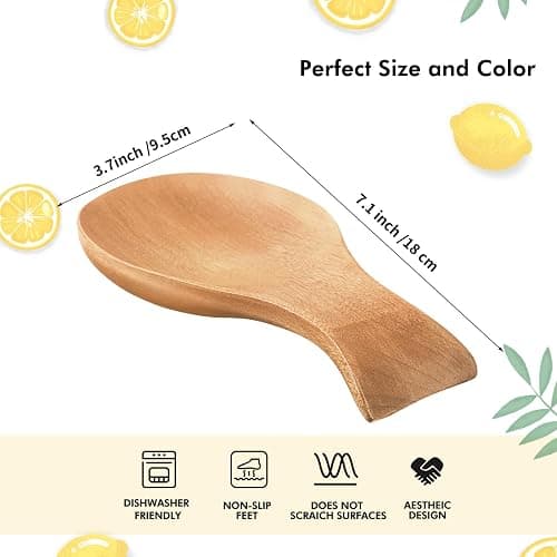Patelai Acacia Wood Spoon Rest for Stove Top Bamboo Holder for Spatula Rest for Kitchen, Counter Spoon Holder for Countertop, Modern and Rustic for Farmhouse as Dining Table Decoration(Wood Color) thumbnail 2