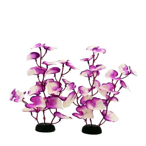 DVHEY Silk Aquarium Plants for Betta Fish Tank, Purple-White, 8 Inch | 2 Pcs, Aquatic Water Grass Decoration, Small - Image 1