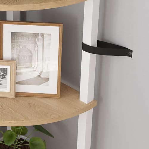 VIMBER Corner Shelf, 5-Tier Corner Bookshelf, Industrial Corner Ladder Shelf, Rustic Display Shelf for Living Room, Bedroom, Kitchen, Home Office, White and Nature Wood Color UJSJ001Q - White and Nature Wood - 5-Tier thumbnail 8