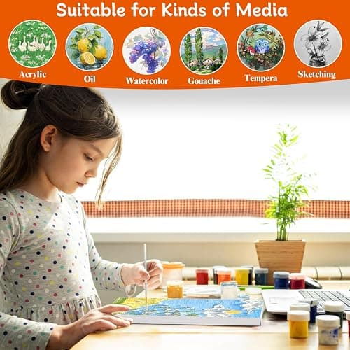 Koncci Stretched Canvas for Painting, 10 Packs Multiple Sizes Canvases Set, 10x15, 15x20, 20x25, 25x30, 30x40cm, 280GSM Stretched Wooden Canvas Frames for Acrylic Oil Watercolor, Artist & Beginner thumbnail 6