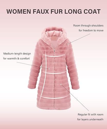 RISISSIDA Women Long Faux Fur Coat Fuzzy Jacket Hooded Spring Autumn Winter Warm Overcoat thumbnail 6